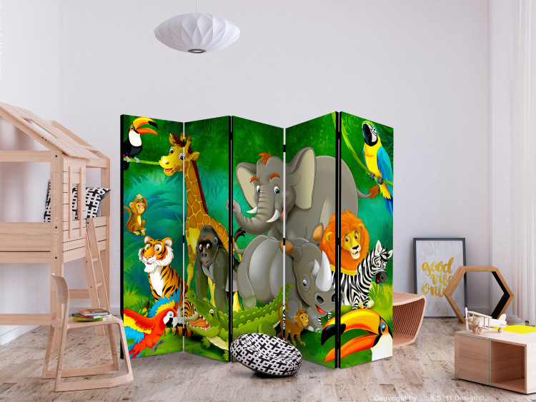 Room Divider Colorful Safari II - cartoon animals against the backdrop of an African jungle 113890 additionalImage 4