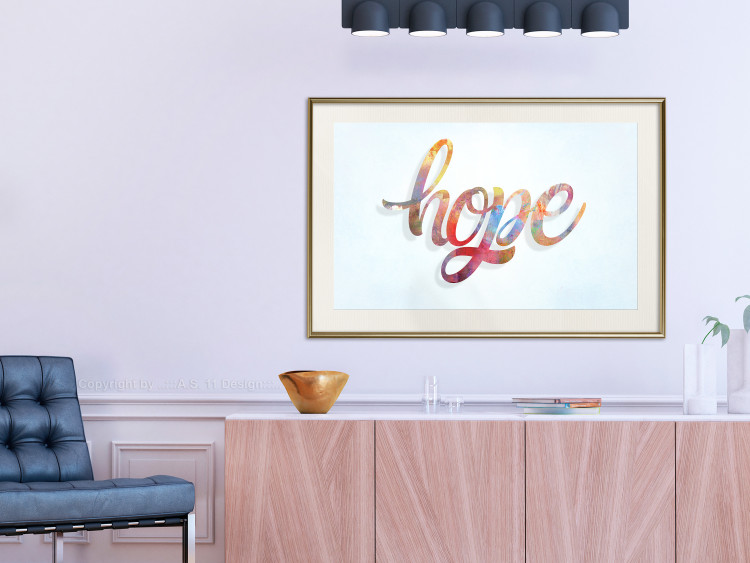 Wall Poster Hope - simple composition with English text on a solid background 114290 additionalImage 21