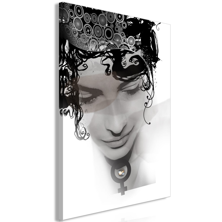 Canvas Art Print Symbol of Femininity (1-part) - Face with Black and White Accents 116390 additionalImage 2