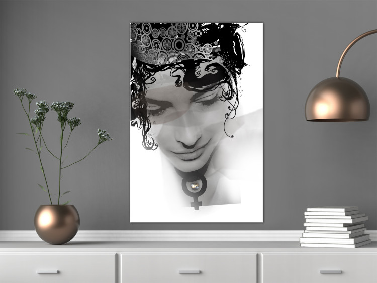 Canvas Art Print Symbol of Femininity (1-part) - Face with Black and White Accents 116390 additionalImage 3