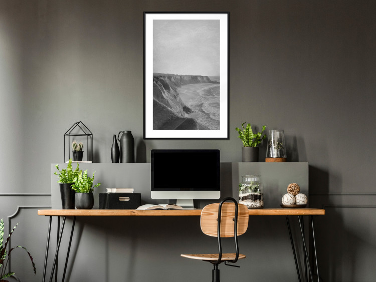 Wall Poster Seaside Cliff - black and white seascape with rocky coastline 116490 additionalImage 6