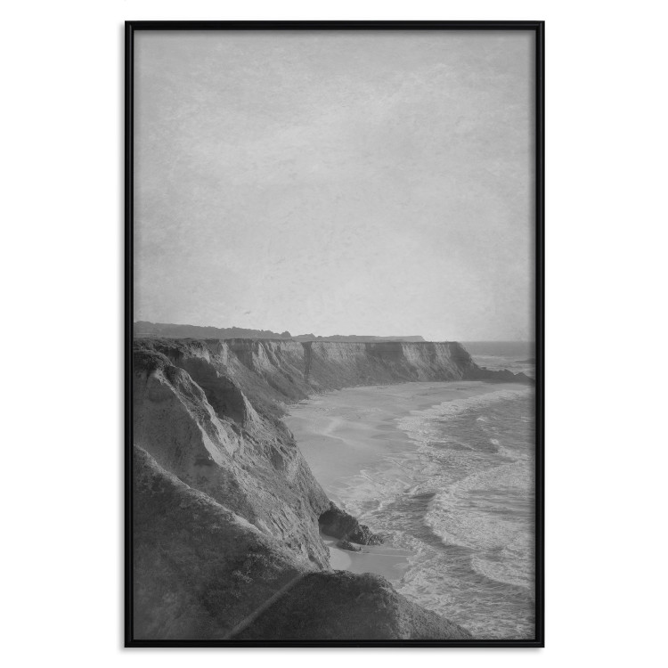 Wall Poster Seaside Cliff - black and white seascape with rocky coastline 116490 additionalImage 24