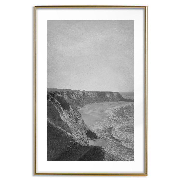 Wall Poster Seaside Cliff - black and white seascape with rocky coastline 116490 additionalImage 16