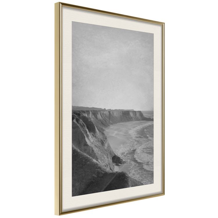 Wall Poster Seaside Cliff - black and white seascape with rocky coastline 116490 additionalImage 2
