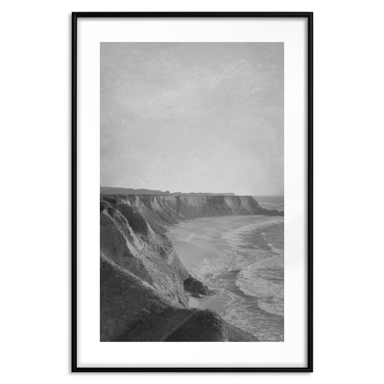 Wall Poster Seaside Cliff - black and white seascape with rocky coastline 116490 additionalImage 15
