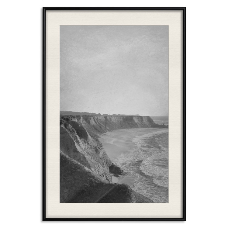 Wall Poster Seaside Cliff - black and white seascape with rocky coastline 116490 additionalImage 18