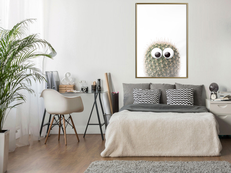 Wall Poster Cactus with Eyes - funny little prickly plant on a solid background 116890 additionalImage 7