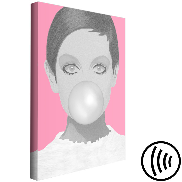 Canvas Print Bubble gum - portrait of a woman in pink and gray tones 117490 additionalImage 6