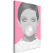 Canvas Print Bubble gum - portrait of a woman in pink and gray tones 117490 additionalThumb 2