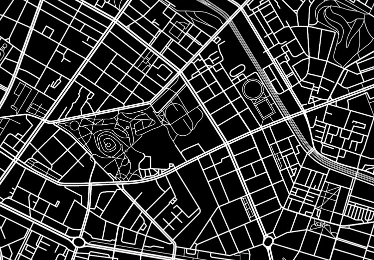 Canvas Art Print Berlin Layout (1-part) - Black and White City Map Perspective 118090 additionalImage 5