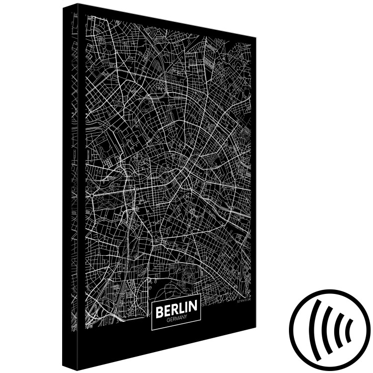 Canvas Art Print Berlin Layout (1-part) - Black and White City Map Perspective 118090 additionalImage 6