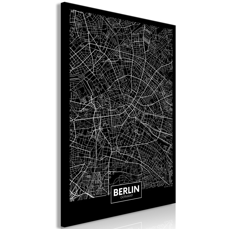 Canvas Art Print Berlin Layout (1-part) - Black and White City Map Perspective 118090 additionalImage 2