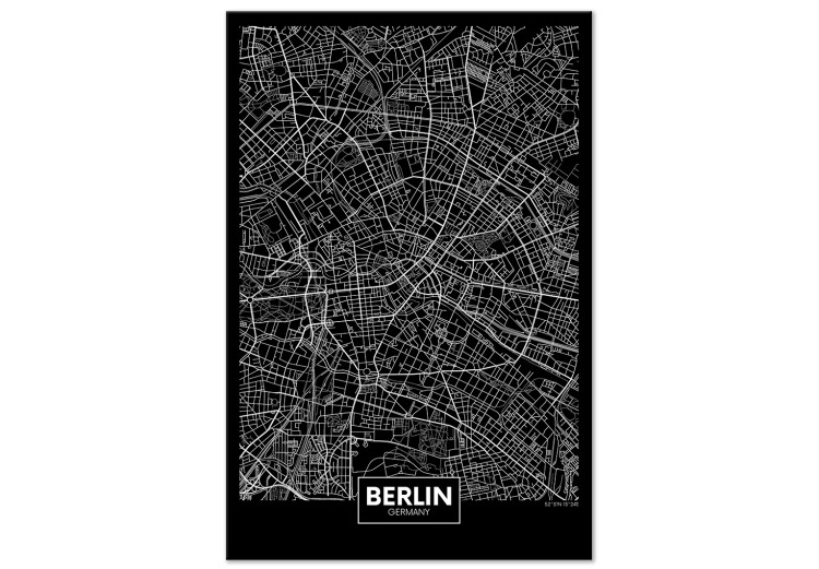 Canvas Art Print Berlin Layout (1-part) - Black and White City Map Perspective 118090