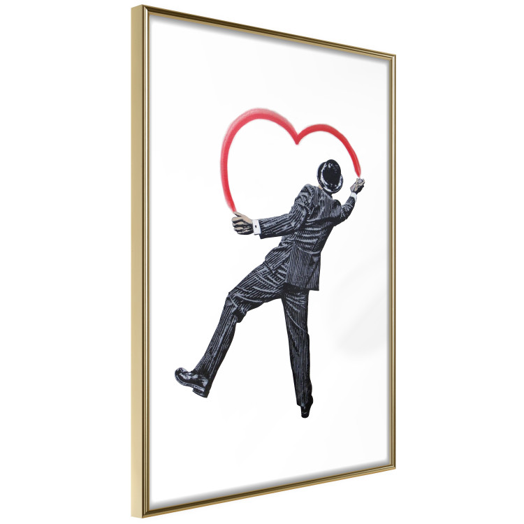 Poster Elegant Graffiti Artist - heart and man in a suit in Banksy style 118690 additionalImage 8
