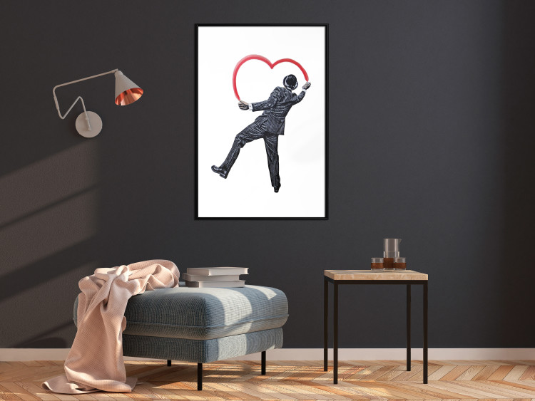 Poster Elegant Graffiti Artist - heart and man in a suit in Banksy style 118690 additionalImage 6