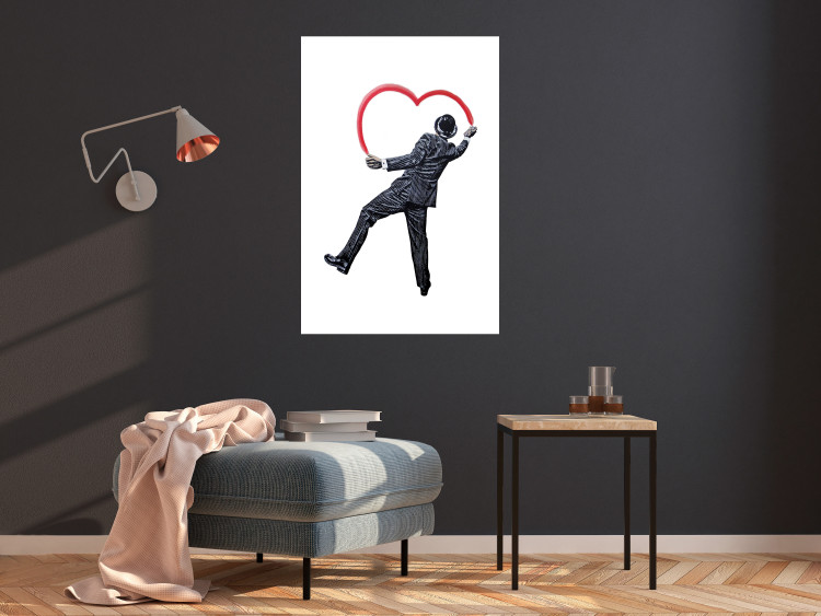 Poster Elegant Graffiti Artist - heart and man in a suit in Banksy style 118690 additionalImage 23