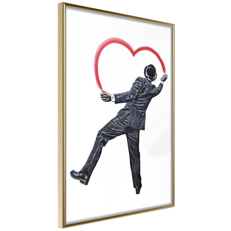 Poster Elegant Graffiti Artist - heart and man in a suit in Banksy style 118690 additionalImage 14