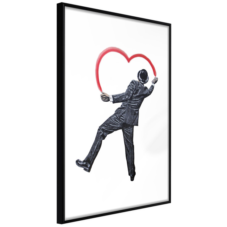Poster Elegant Graffiti Artist - heart and man in a suit in Banksy style 118690 additionalImage 13