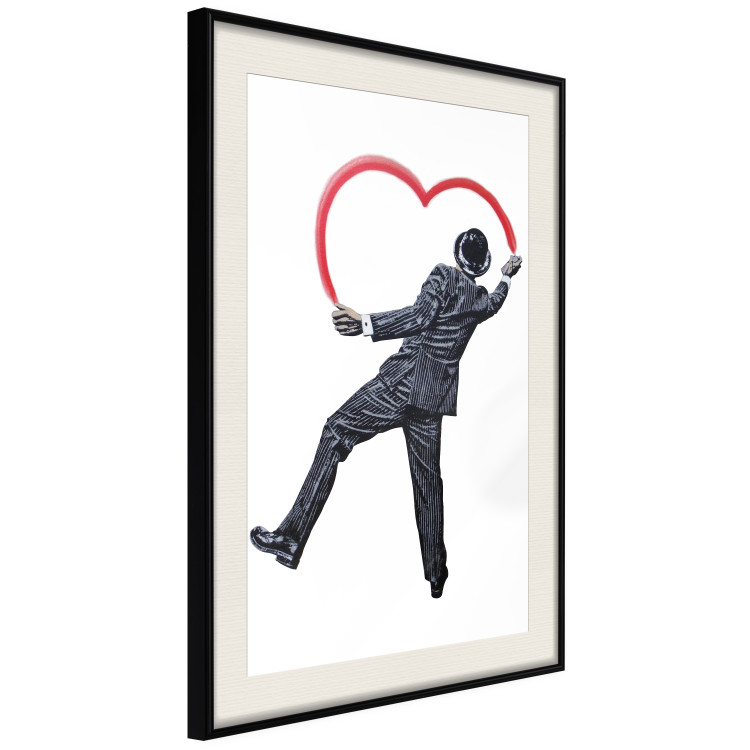 Poster Elegant Graffiti Artist - heart and man in a suit in Banksy style 118690 additionalImage 3