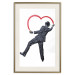 Poster Elegant Graffiti Artist - heart and man in a suit in Banksy style 118690 additionalThumb 19