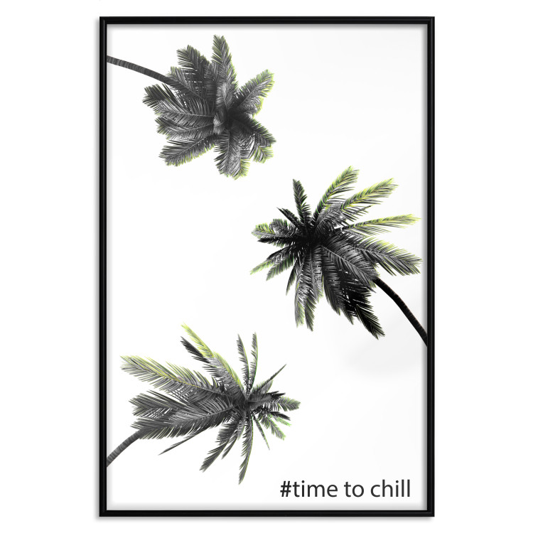 Poster Carefree Moments - tropical palms and black inscriptions on a white background 122290 additionalImage 18