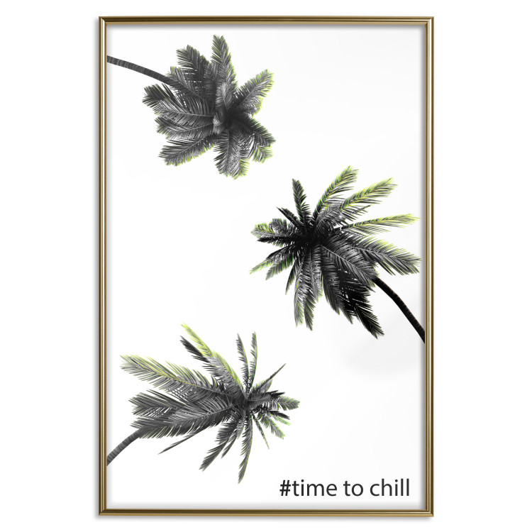 Poster Carefree Moments - tropical palms and black inscriptions on a white background 122290 additionalImage 16