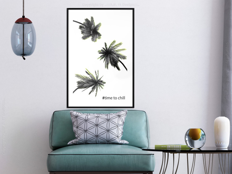Poster Carefree Moments - tropical palms and black inscriptions on a white background 122290 additionalImage 4