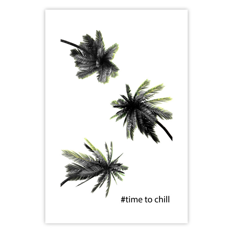 Poster Carefree Moments - tropical palms and black inscriptions on a white background 122290 additionalImage 19