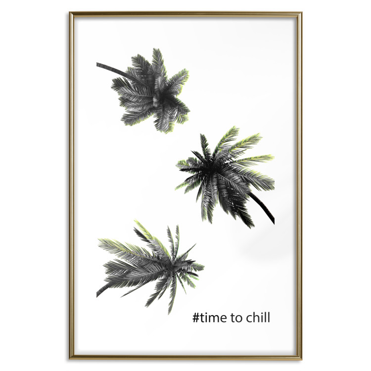 Poster Carefree Moments - tropical palms and black inscriptions on a white background 122290 additionalImage 14