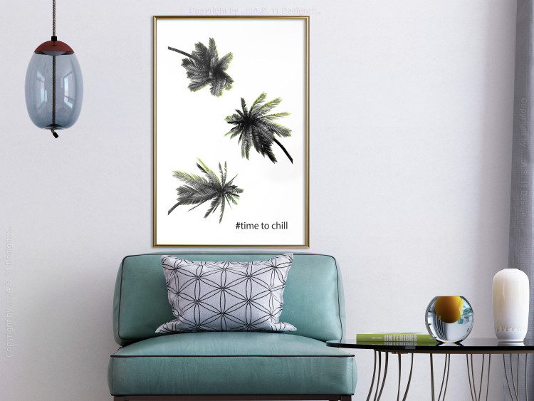 Poster Carefree Moments - tropical palms and black inscriptions on a white background 122290 additionalImage 13