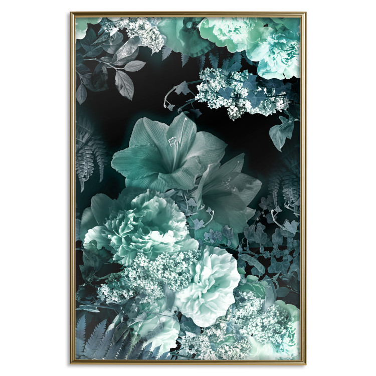 Wall Poster Emerald Garden - mint-colored floral garden with flowers 123490 additionalImage 16