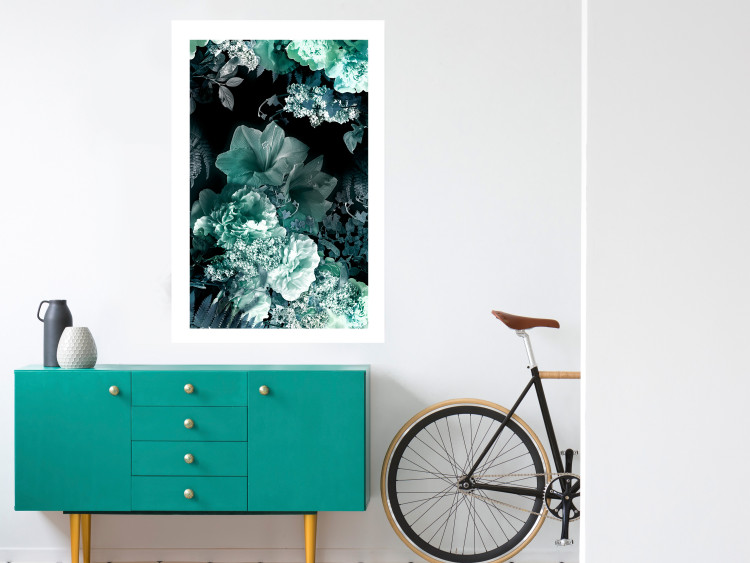 Wall Poster Emerald Garden - mint-colored floral garden with flowers 123490 additionalImage 2
