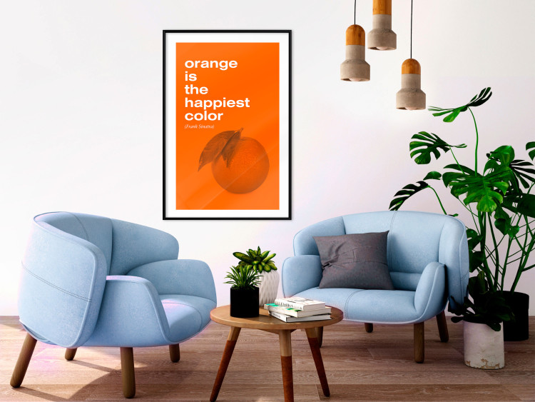 Wall Poster The Happiest Colour - quote and orange fruit on orange background 123590 additionalImage 6