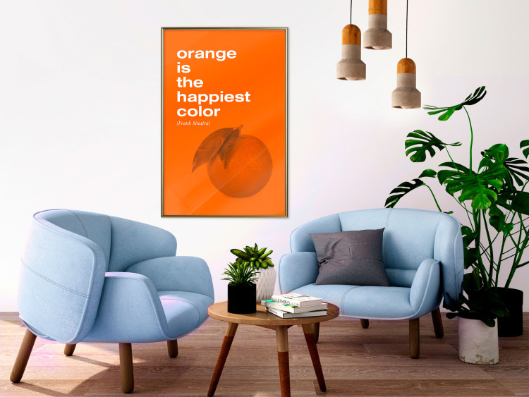 Wall Poster The Happiest Colour - quote and orange fruit on orange background 123590 additionalImage 5