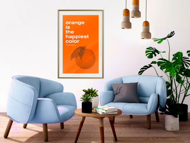 Wall Poster The Happiest Colour - quote and orange fruit on orange background 123590 additionalImage 21