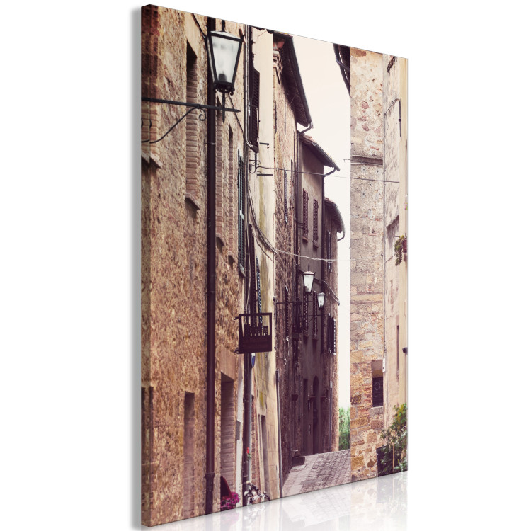 Canvas Art Print Narrow street and tenement houses - street photo of houses and lantern 123890 additionalImage 2