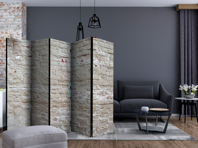 Room Divider Screen Hidden Harmony II (5-piece) - pattern in beige brick-like design 124090 additionalImage 4