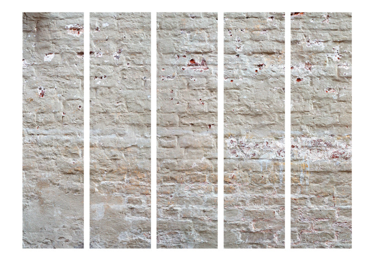 Room Divider Screen Hidden Harmony II (5-piece) - pattern in beige brick-like design 124090 additionalImage 3