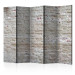 Room Divider Screen Hidden Harmony II (5-piece) - pattern in beige brick-like design 124090