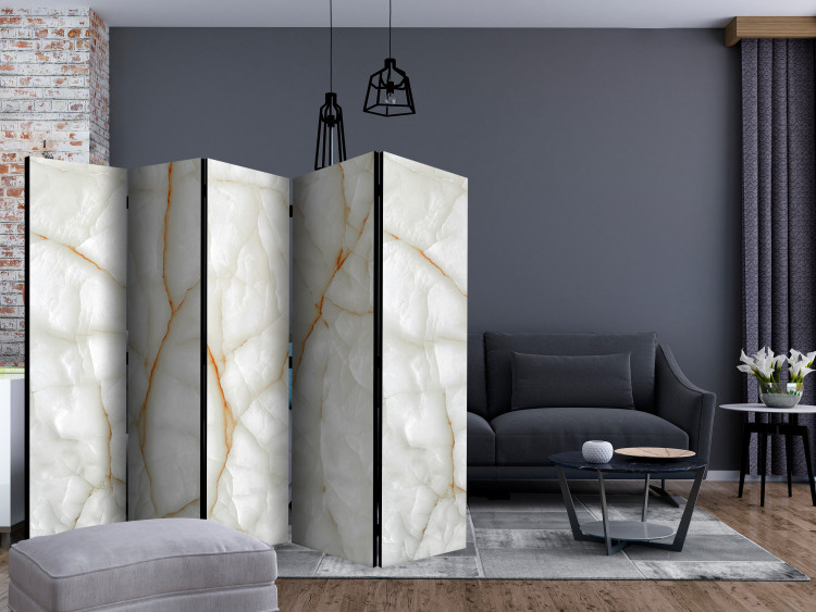 Folding Screen White Marble II (5-piece) - unique background with stone texture 124190 additionalImage 4