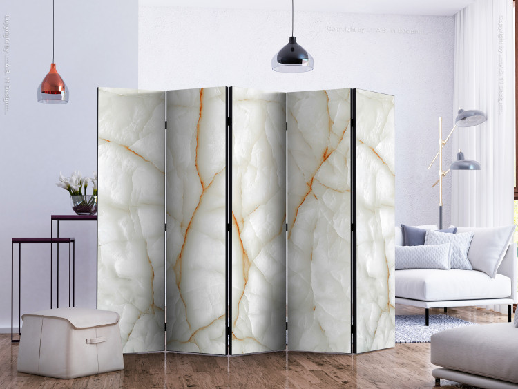 Folding Screen White Marble II (5-piece) - unique background with stone texture 124190 additionalImage 2