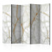 Folding Screen White Marble II (5-piece) - unique background with stone texture 124190