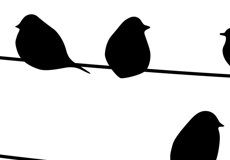 Poster Bird Family - black and white birds sitting on wires on a white background 125090 additionalImage 11