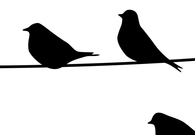 Poster Bird Family - black and white birds sitting on wires on a white background 125090 additionalImage 10