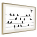 Poster Bird Family - black and white birds sitting on wires on a white background 125090 additionalThumb 2
