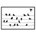Poster Bird Family - black and white birds sitting on wires on a white background 125090 additionalThumb 18