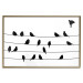 Poster Bird Family - black and white birds sitting on wires on a white background 125090 additionalThumb 16