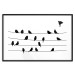 Poster Bird Family - black and white birds sitting on wires on a white background 125090 additionalThumb 17