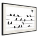 Poster Bird Family - black and white birds sitting on wires on a white background 125090 additionalThumb 3