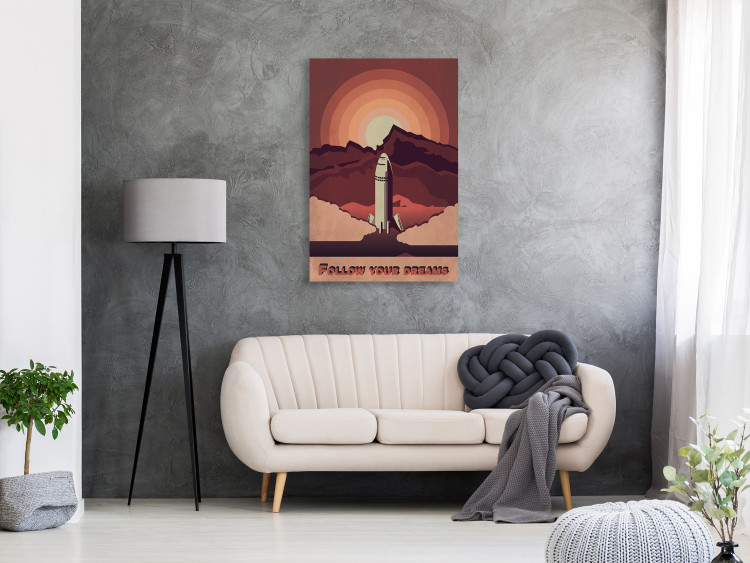 Canvas Print Follow your dreams - a cosmic landscape with an English inscription 128990 additionalImage 3
